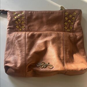 Betsey Johnson camel color Leather Studded Women's Tote - great condition